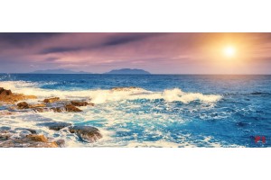 Фототапети бряг морски вълни и залез Фототапети бряг морски вълни и залез